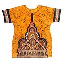 Dark Yellow, Red and Black Batik Painted Kurta