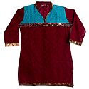 Embroidered Maroon Short Kurta