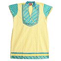 Light Yellow with Cyan Blue Embroidered Top