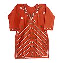 Dark Saffron Kurti with Kantha Stitch