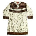 Off White with Rust Hand Painted Kurta
