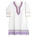 White Self Printed Kurta with Three Quarter Sleeves