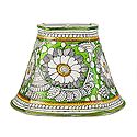 Leather Perforated Wall Hanging Lamp Shade with Colorful Hand Painted Flower Design