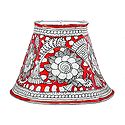 Leather Perforated Wall Hanging Lamp Shade with Colorful Hand Painted Flower Design