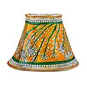 Leather Perforated Wall Hanging Lamp Shade with Colorful Hand Painted Flower Design