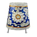 Leather Perforated Stand Lamp Shade with Colorful Hand Painted Flower Design