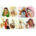 Rajasthani and Maharashtrian People - Set of 4 Unframed Posters