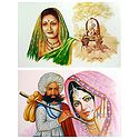 Rajasthani and Maharashtrian People - Set of 2 Unframed Posters