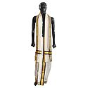 Off-White Cotton Lungi and Chadar with Zari and Black Border
