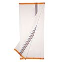 White Plain Cotton Lungi with Saffron Border