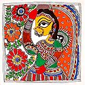 Village Girl - Unframed Madhubani Painting on Paper