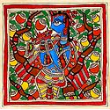 Lord Krishna - Unframed Madhubani Painting on Paper