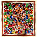 Lord Ganesha - Unframed Madhubani Painting on Paper