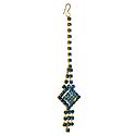 Cyan Blue Stone Studded Mang Tika