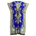 Multicolor Print on Blue Viscose Kaftan
