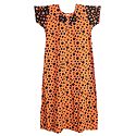 Black Polka Dot Print on Dark Yellow Cotton Maxi