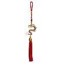 Pink Stone Studded Dragon on Red Tassel