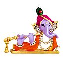 Stone Studded Ganesha Playing Flute - For Car Dashboard