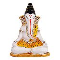 Stone Studded Ganesha in Meditation - For Car Dashboard