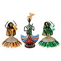 Multicolor Musician with 2 Women Dancers - Set of 3 Iron Statue