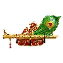 Metal Flute,Peacock Feather with 3 Key Hooks - Wall Hanging