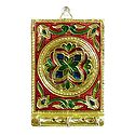 Meenakari Metal Foil Paper on Wooden Base with 3 Key Hooks - Wall Hanging