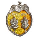 Lakshmi, Ganesha on Yellow Leaf - Wall Hanging