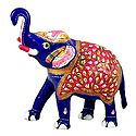 White Metal Multicolor Royal Elephant