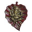 Ganesha on Maroon Leaf - Wall Hanging