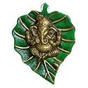 Ganesha on Green Leaf - Wall Hanging