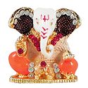 Stone Studded Metal Ganesha for Car Dashboard