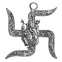 Ganesha on Swastik - Metal Wall Hanging