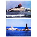 Vivekananda Rock Memorial and Thiruvalluvar Statue at Kanyakumari - Set of 2 Laminated Poster