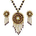 Wooden Bead Necklace with Paddy Pendant and Earrings