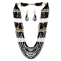 Black Bead Tibetan Necklace and Earrings