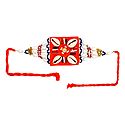 Multicolor Beaded Armlet with Cowrie on Saffron Cloth