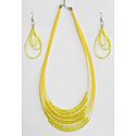 Light Yellow Bead Necklace and Earrings