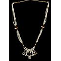 White Bead Necklace with White Stone Studded Pendant