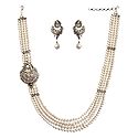 White Stone Studded and Beaded Necklace Set