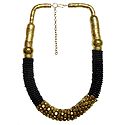 Black Glass with Brass Bead Necklace