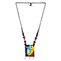 Adjustable Necklace with Hand Painted Ardhanarishwara Face on Cardboard Pendant