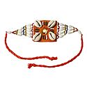 Multicolor Beaded Armlet with Cowrie on Saffron Cloth