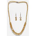 Light Brown Crystal Bead Necklace with Earrings
