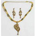 Rust Color Bead and Stone Studded Necklace with Earrings