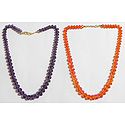 Dark Purple and Dark Saffron  Crystal Bead Necklace