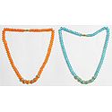 Saffron and Cyan Blue Crystal Bead Necklace