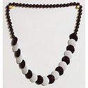 Dark Brown and White Bead Necklace