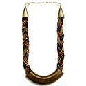 Red, Golden and Black Beaded Braid Necklace