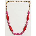 Divine Femininity - Dark Pink and Dark Red Wooden Bead Necklace