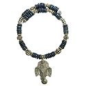 Grey and Silver Wheel Bead Spring Necklace 
